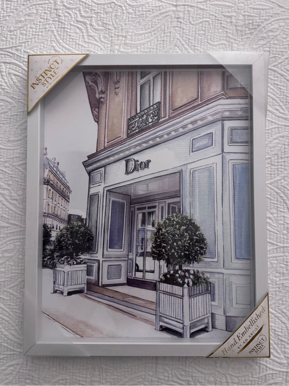 Dior Boutique Framed Wall Art - Neutral and Blue Tones
